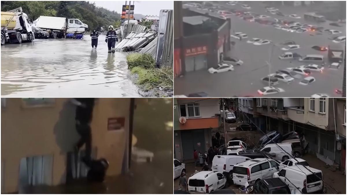 Potop istoric la Istanbul Cele mai violente ploi din ultimii 83 de ani au măturat metropola. Cel puțin trei morți, dispăruți și mii de oameni salvați din ape