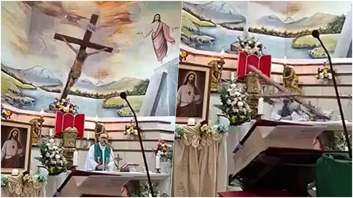 Moarte cumplită la altar, transmisă live pe internet O cruce masivă s-a prăbușit peste preot în timpul liturghiei, în Ecuador