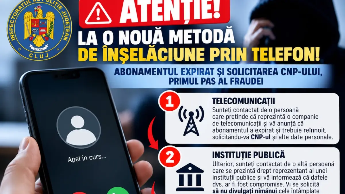 Nouă metodă de înșelăciune prin telefon: Expirarea abonamentului, pretext pentru obținerea CNP-ului și fraudarea victimelor 