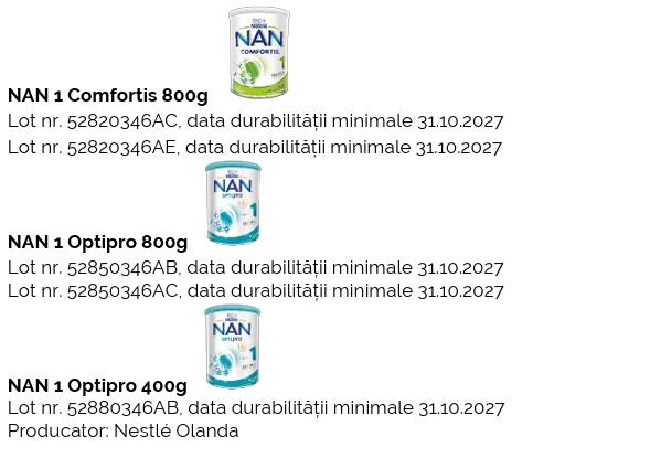 Produse pentru bebeluși retrase