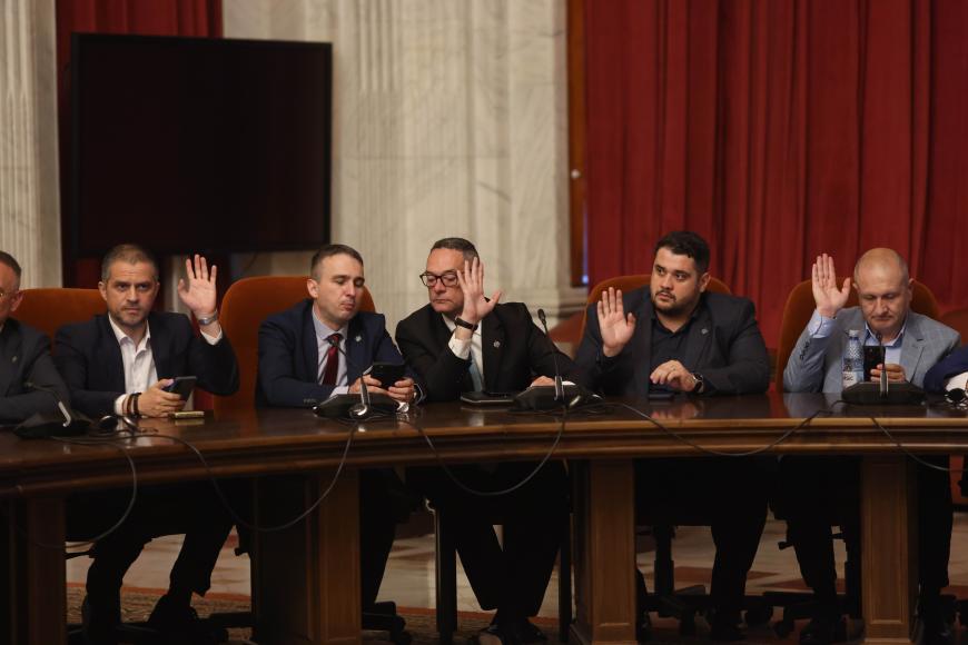 Audierea în comisiile de specialitate a miniștrilor desemnați pentru a face parte din guvernul condus de Adrian Veștea, la Palatul Parlamentului din București, 22 iunie 2026. Inquam Photos / George Călin
