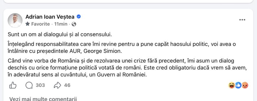 Veștea confirmă: Merge la negocieri cu AUR! 