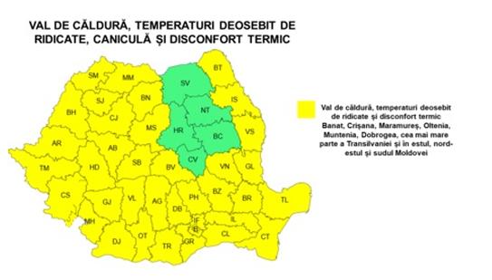 Caniculă în România. Meteorologii au emis cod portocaliu. Se aşteaptă temperaturi de peste 37 de grade