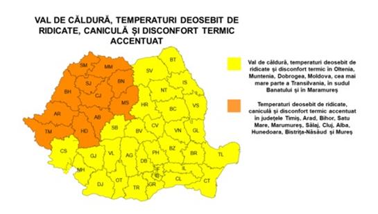 Caniculă în România. Meteorologii au emis cod portocaliu. Se aşteaptă temperaturi de peste 37 de grade