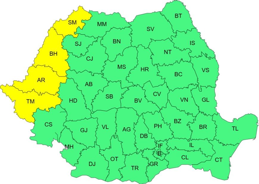 Atenționare meteorologică. Sursa foto: ANM