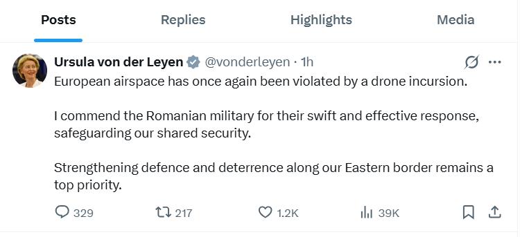 Ursula von der Leyen, despre drona din Buzău