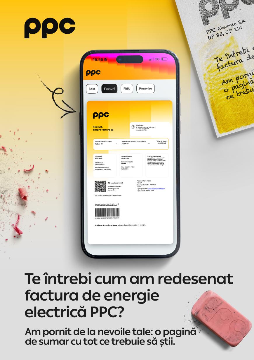 Factura PPC are o pagină de sumar, cu toate informațiile care contează la îndemână 