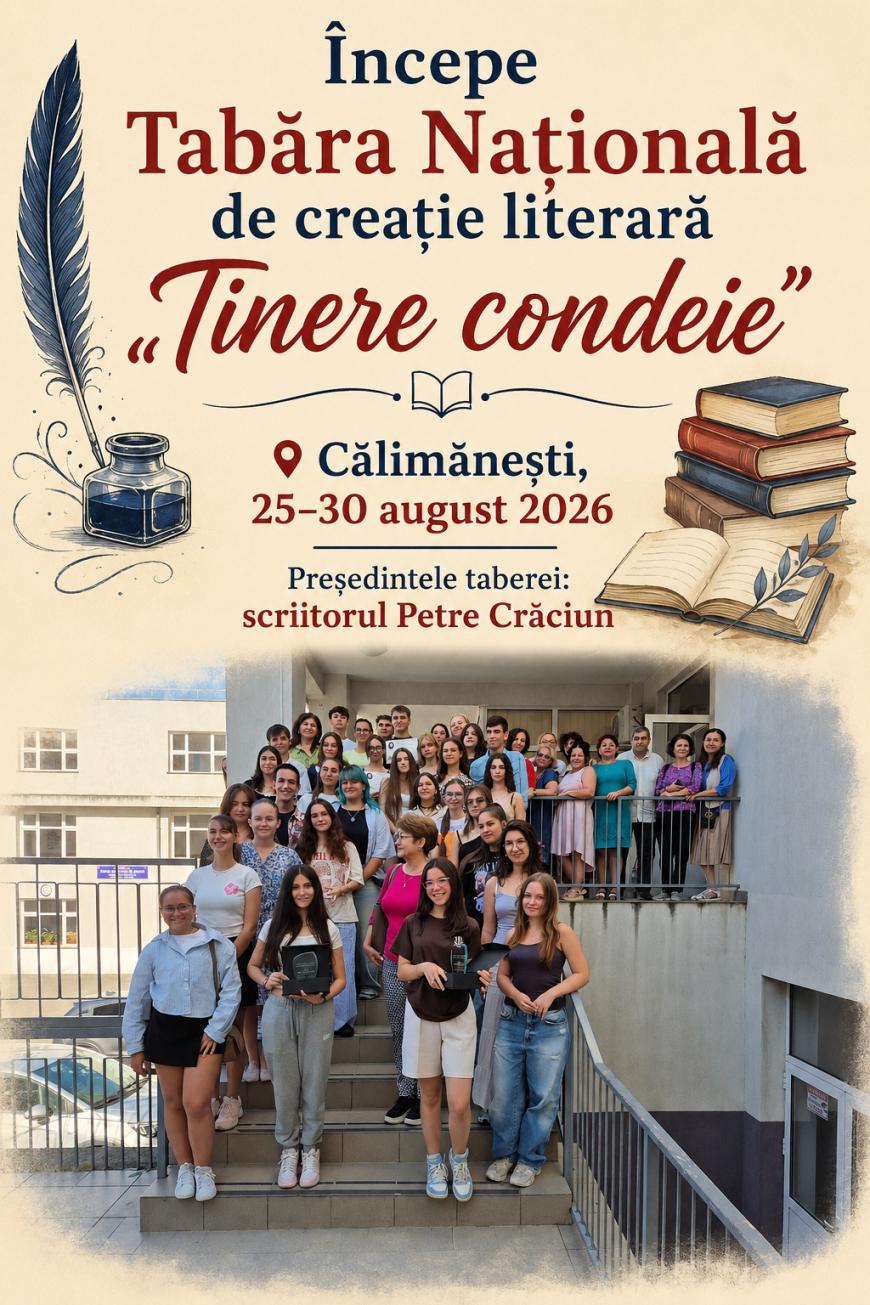 Începe Tabăra Națională de creație literară „Tinere condeie”, Călimănești, 25–30 august 2026