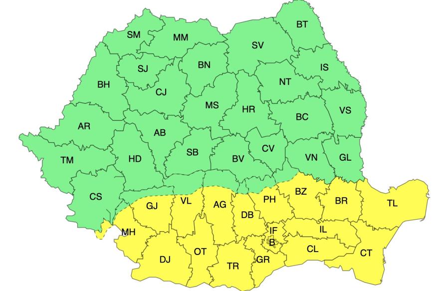 ANM: Două Coduri Calbene de caniculă și instabilitatea atmosferică