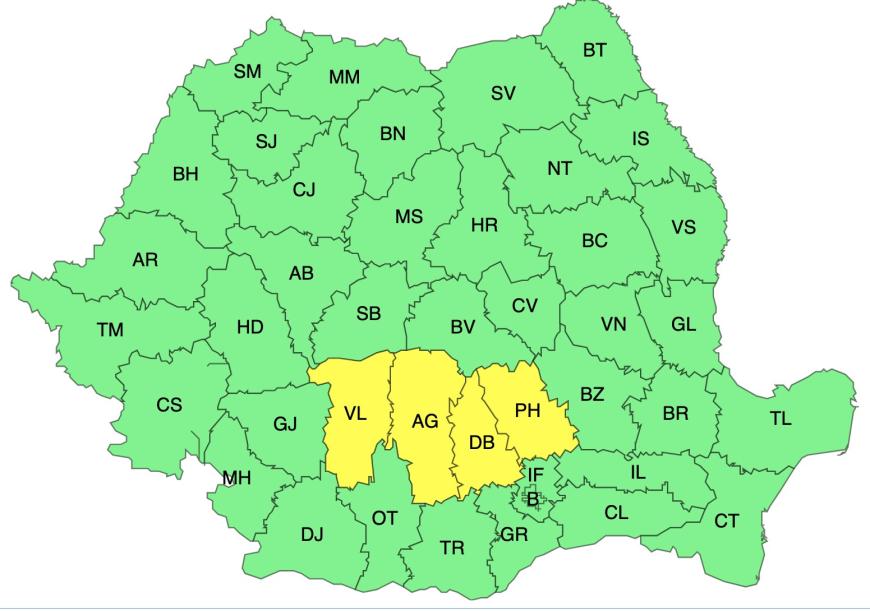 ANM: Două Coduri Calbene de caniculă și instabilitatea atmosferică