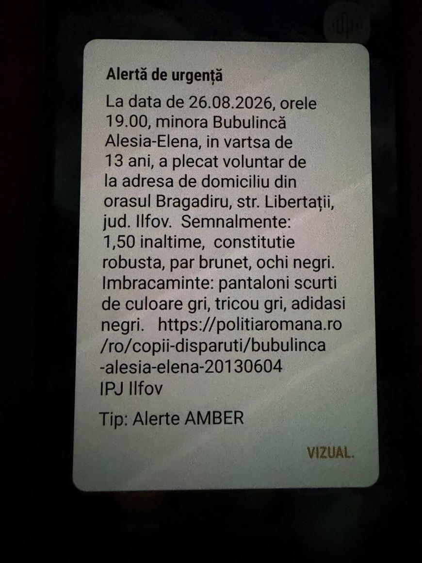 Ro-alert în Capitală: A dispărut o 
