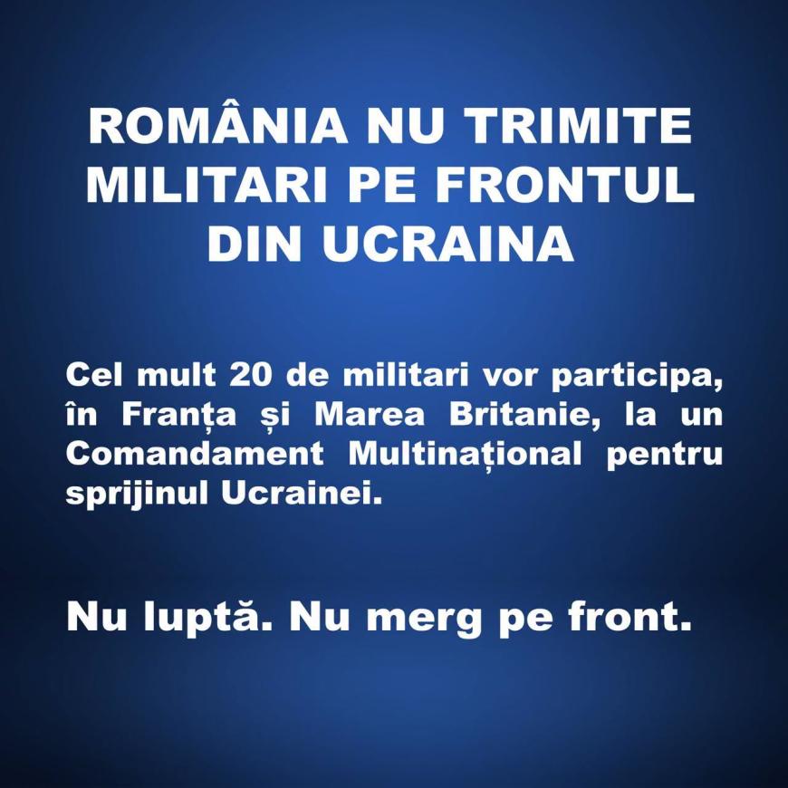 Administraţia Prezidenţiale respinge ştirile false şi anunţă că România nu trimite militari în Ucraina