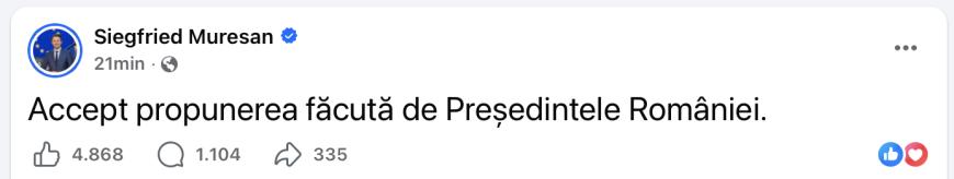 Siegfried Mureșan: ”Accept propunerea făcută de președintele României”. Sorin Grindeanu, surprins și dezamăgit