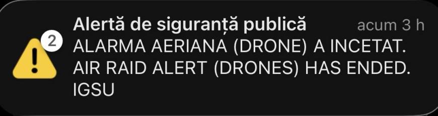 Alertă de dronă, municipiul Galați 