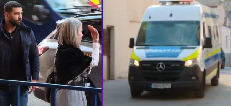 Cristela Georgescu salutând susținătorii aflați la Arestul Central/ Duba în care se află Călin Georgescu. Captură video Digi24