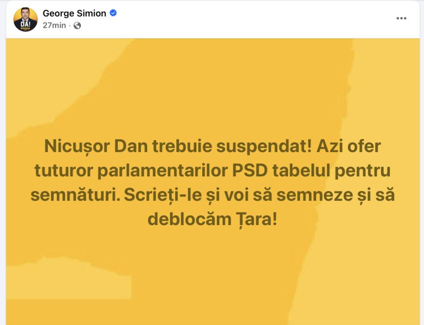 George Simion începe declanșarea suspendării președintelui Nicușor Dan. Invitație pentru PSD