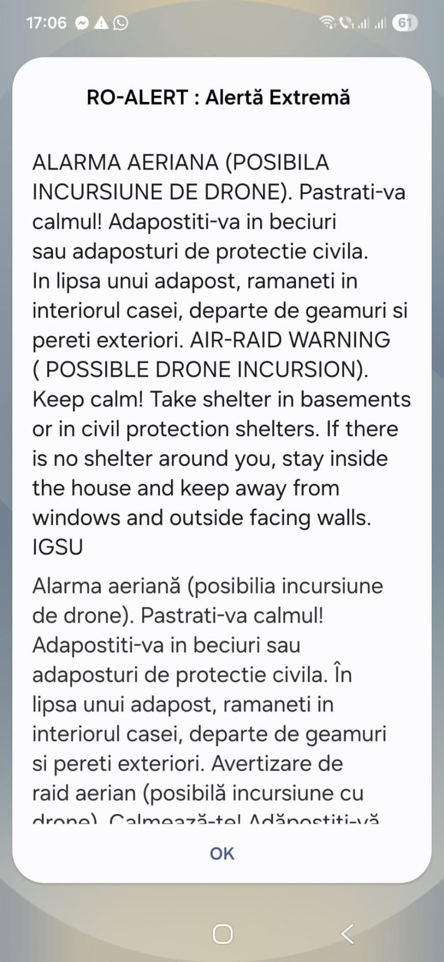 Nouă incursiune de drone rusești deasupra Iașului, vizată zona Breazu. A fost emis RO-ALERT