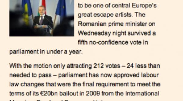 financial times premierul emil boc artist al evadarii de scurta durata