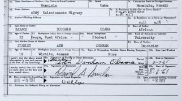casa alba a publicat certificatul de nastere a lui barack obama