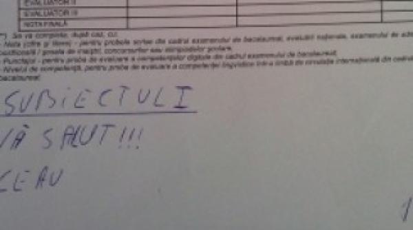 mesajul scurt si concis al unui elev catre comisia de la bacalaureat vezi mesajul