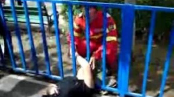 un tanar si a prins capul intr un gard si a fost scos cu ajutorul pompierilor