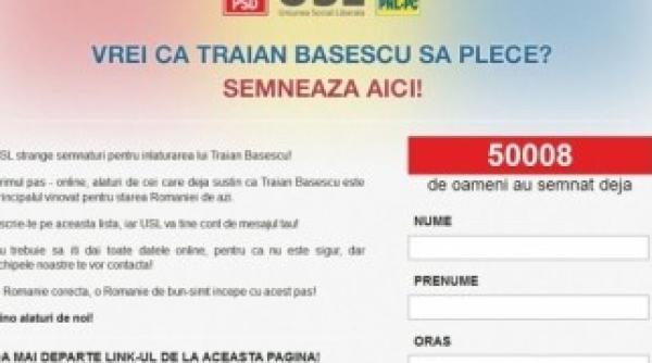 petitia usl pentru demiterea presedintelui semnata de peste 50 000 de romani