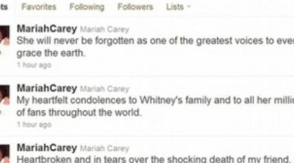 pe twitter vedetele au postat mesaje despre moartea lui whitney houston