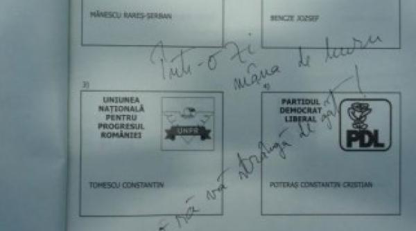 vezi mesajul radical lasat un alegator pe buletinul de vot foto