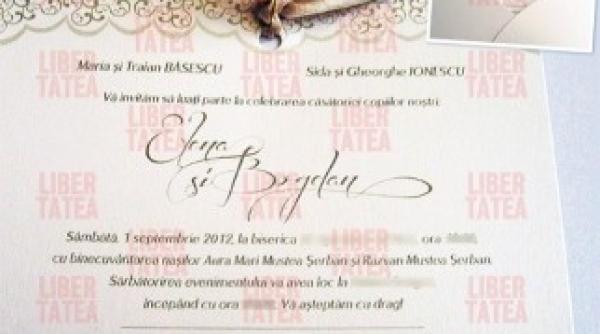 vezi cum arata invitatia pentru nunta elenei basescu