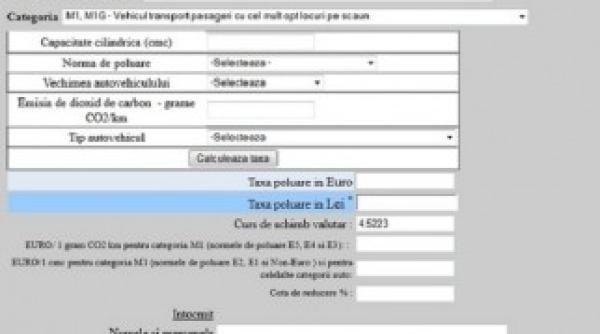 timbrul de mediu calculeaza ti singur taxa pentru inmatricularea masinii