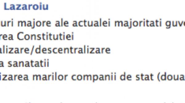 lazaroiu majoritatea guvernamentala are patru esecuri majore
