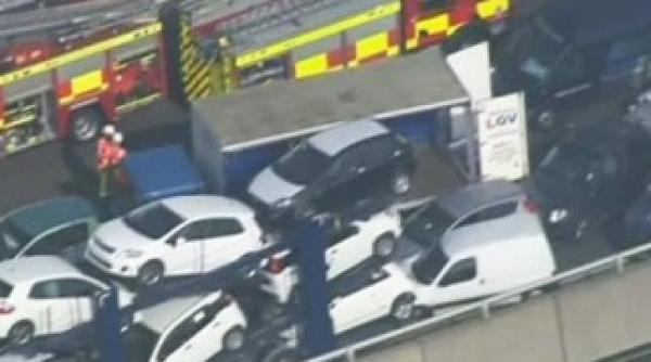 accident surprinzator pe autostrada 130 de masini implicate video