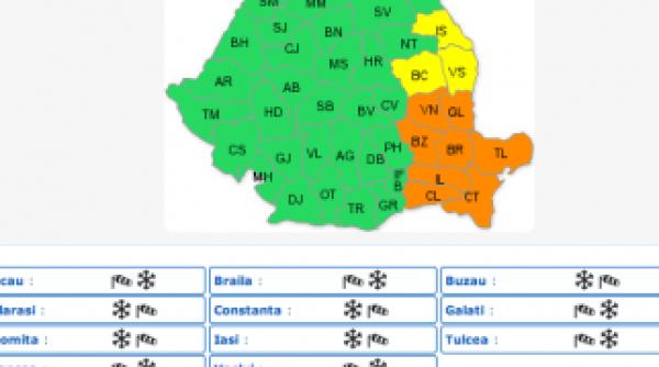 anm noi avertizari de viscol si ninsori codul portocaliu 8 judete