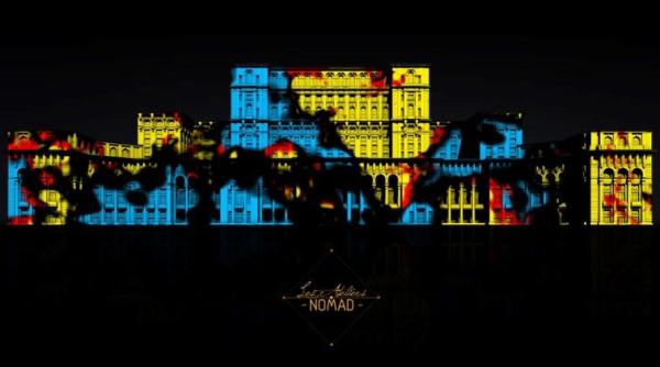 palatul parlamentului in culorile tricolorului