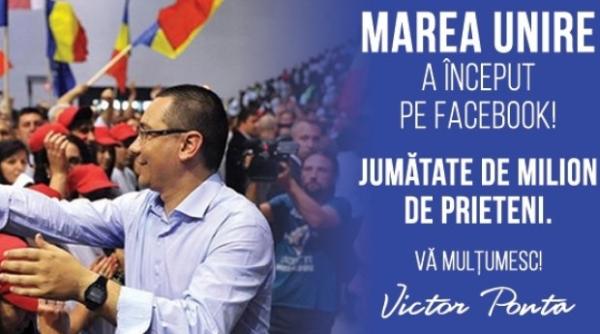 victor ponta 500 000 de sus inatori pe facebook