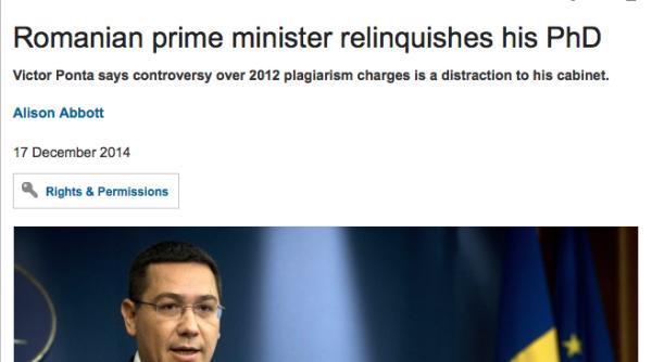 ce scrie revista nature despre decizia lui ponta de a renun a la doctorat