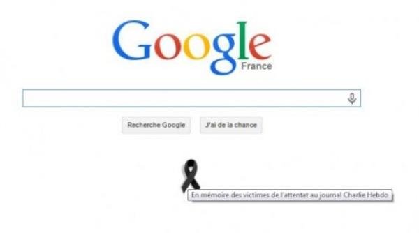 charlie hebdo google romania panglica neagra sub logoul sau in memoria victimelor