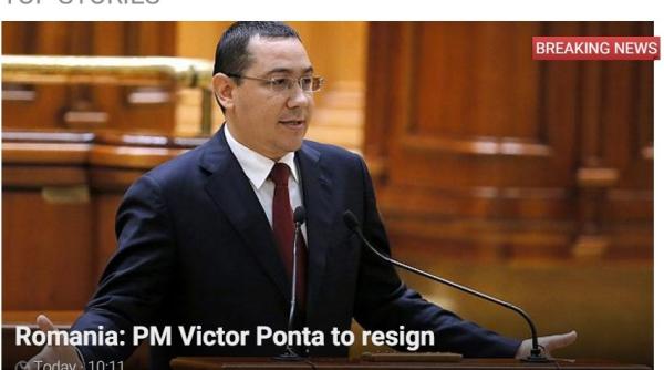 demisia lui victor ponta breaking news in presa interna ionala