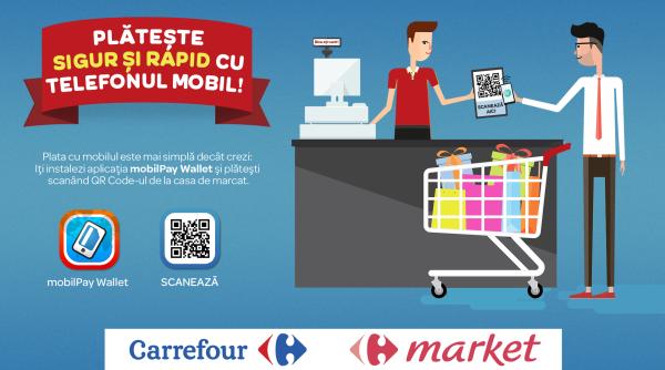 acum poti plati la carrefour direct cu telefonul mobil prin aplicatia mobilpay wallet