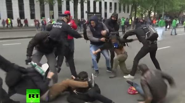 violen e la protestul din belgia contra modificarii legisla iei muncii