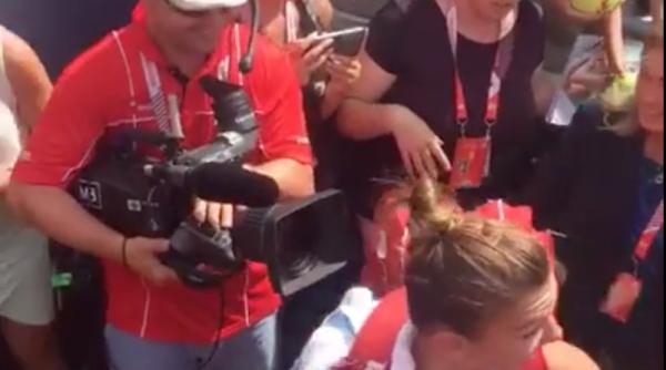 simona halep moment jenant dupa meciul cu angelique kerber video