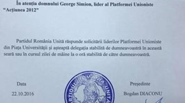 violen e mar unire pru primul partid care accepta intalnirea cu unioni tii