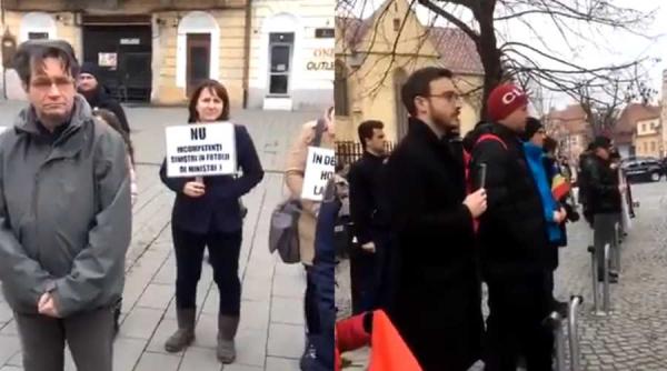 protest fulger in fata sediului psd va vedem din cluj si sibiu video