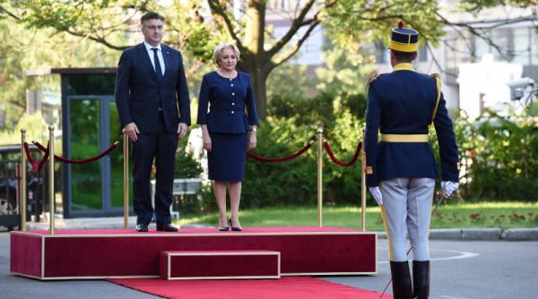dancila imnul de stat gafa la primirea premierului croat
