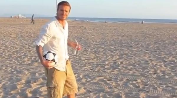 david beckham lovitura de senza ie pe plaja video
