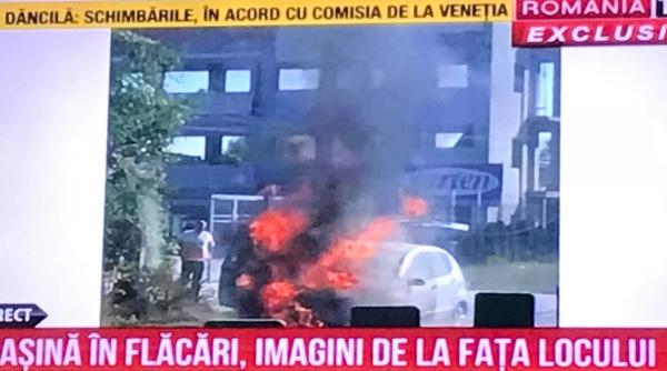 o masina a luat foc pe o sosea din ilfov