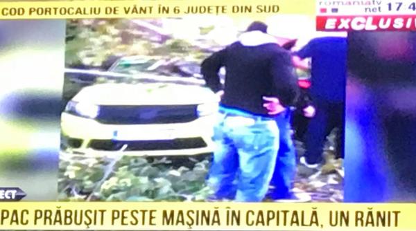 copac prabusit peste masina in capitala soferul de urgenta la spital