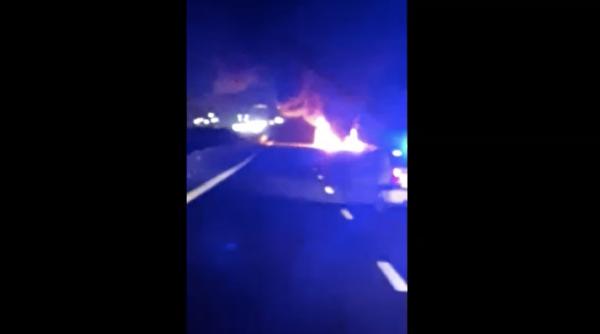 trafic ingreunat spre bucuresti incendiu pe autostrada