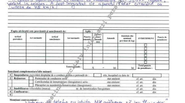 proces verbal nou model politia romana precizari pentru soferi