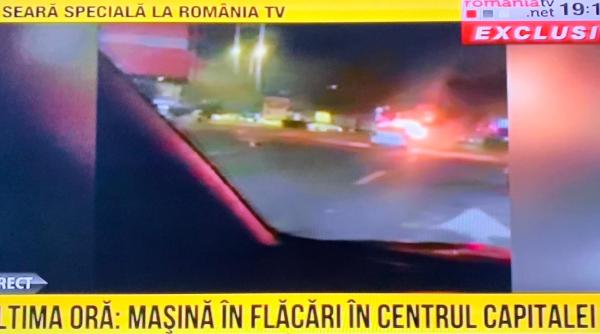 o masina a luat foc in mers in centrul capitalei se intervine de urgenta